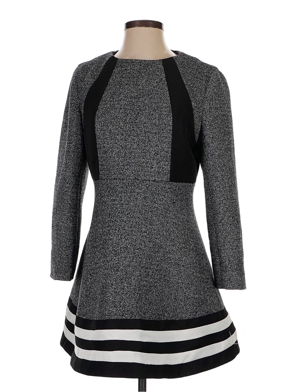 Dan Liu NYFW Design Classic Long-Sleeve Fit & Flare Dress with Black Accents